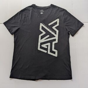 A/X Armani Exchange Black Mens Short Sleeve Tee with White Graphic